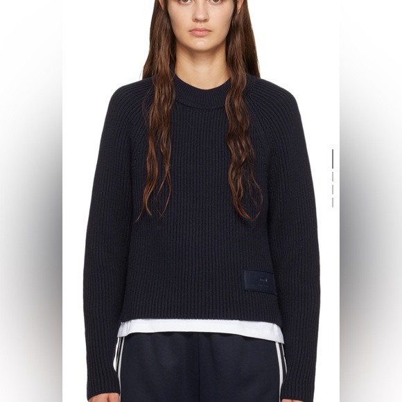 Ami  paris patch sweater in navy color - Picture 1 of 8